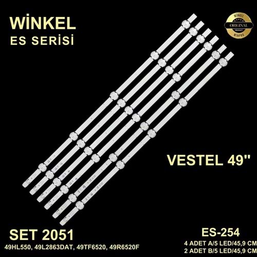 Vestel Tv LED BAR 49 inç 6 lı 4a 2b takım uyumlu tv kodları 49R6012F2 284267-D18