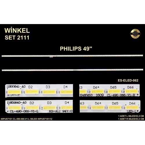Philips Slim Led Bar 49 inç 2x53,3cm 66 Ledli Tv Led Bar 284412-BB11