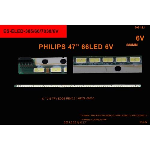 Philips Slim Led Bar 47 inç 58,8cm 66 Ledli Tv Led Bar 284414-BB10