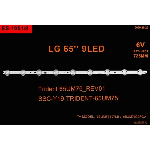 LG Tv LED BAR 65 inç 5li takım 5x72,5cm 9 mercek 284429-L8