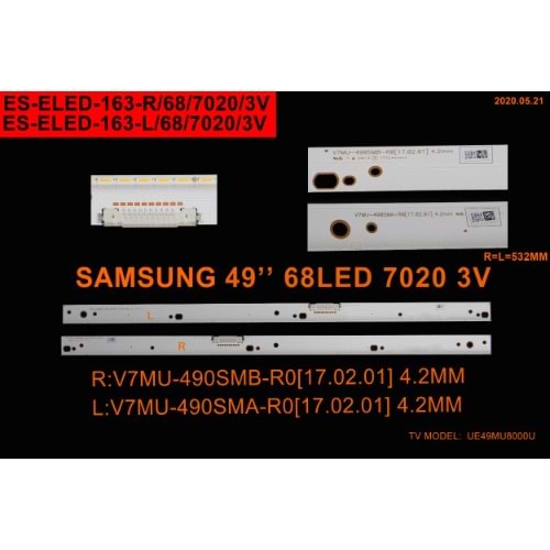 Samsung Slim Led Bar 49 inç 2 Li 2 x 53,2 Cm (L+R) 68 Ledli Tv Led Bar 284611 - W9