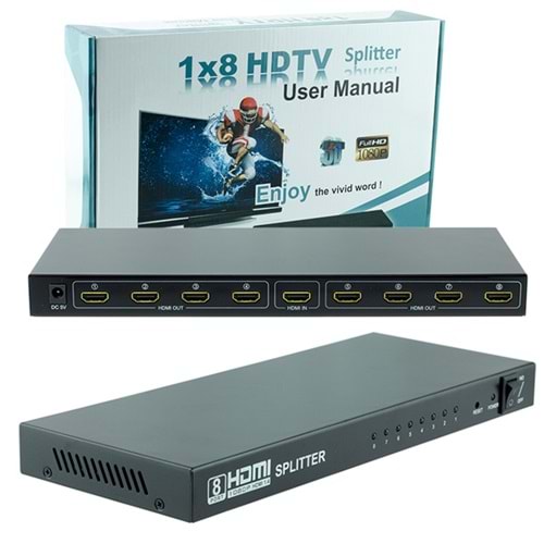 POWERMASTER PM-14218 1.4V 1080P 8 PORT HDMI SPLITTER DAĞITICI 415008