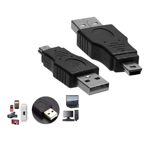 5 pin USB Erkek to USB Erkek - Mini USB Çevirici 631110